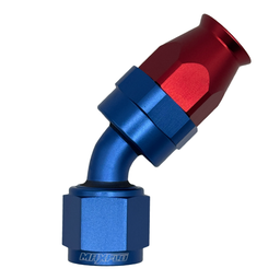 MaxFlo Motorsport AN6 45 degree Swivel Blue/Red PTFE