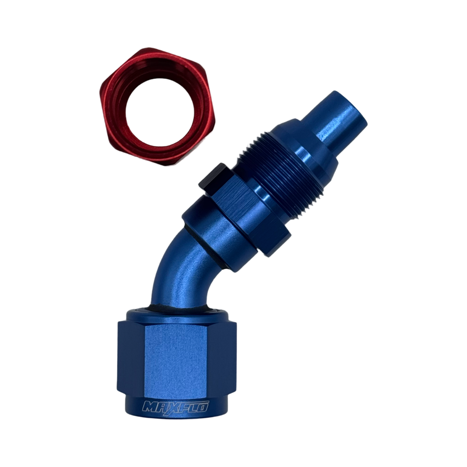 MaxFlo Motorsport AN12 45 degree Swivel Blue/Red
