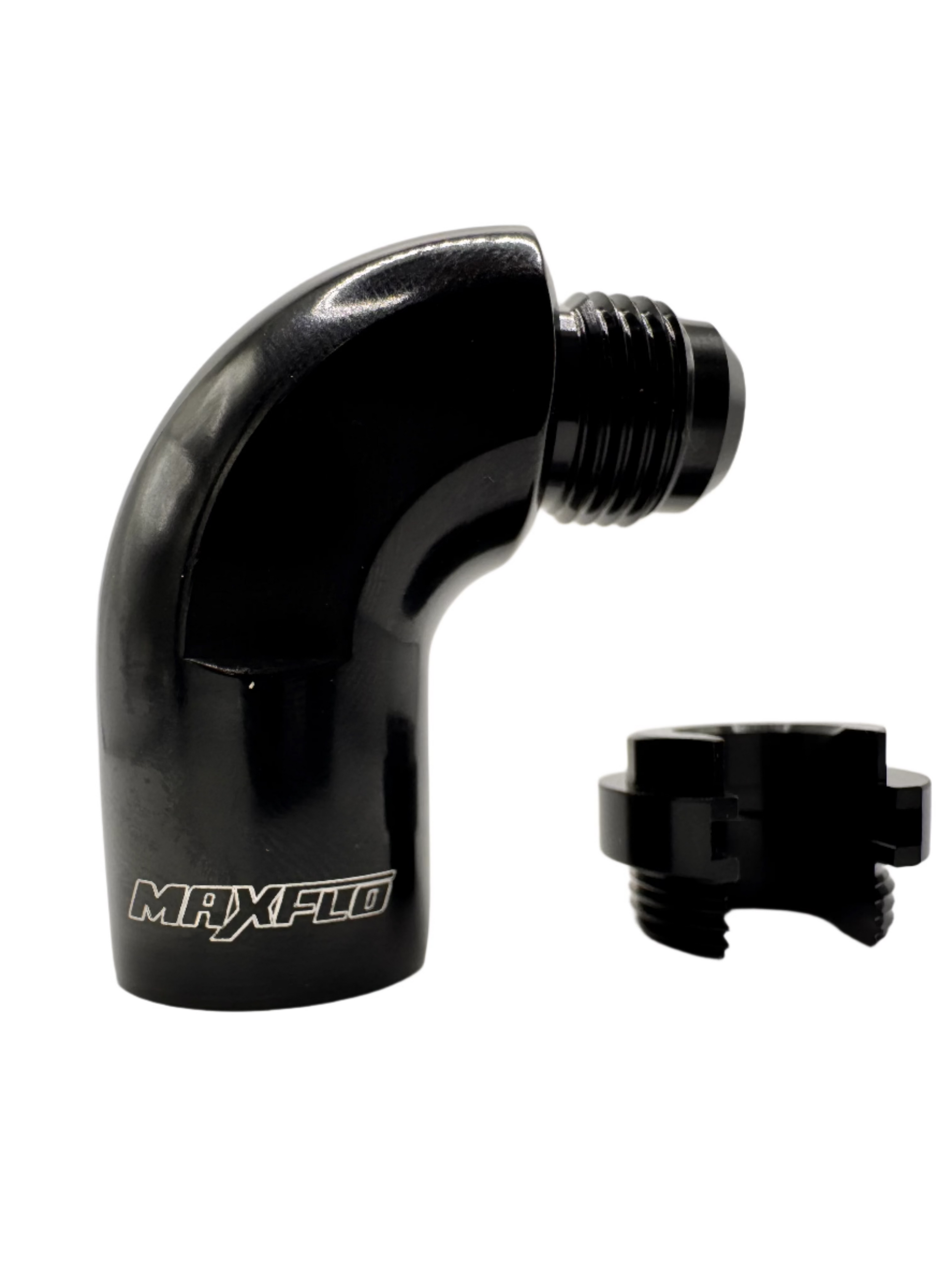 MaxFlo Motorsport AN06 TO 5/16 Hard line 90 Degree Black