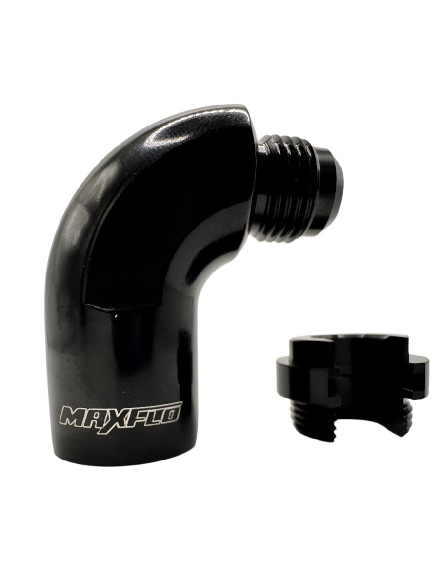 MaxFlo Motorsport AN06 TO 5/16 Hard line 90 Degree Black
