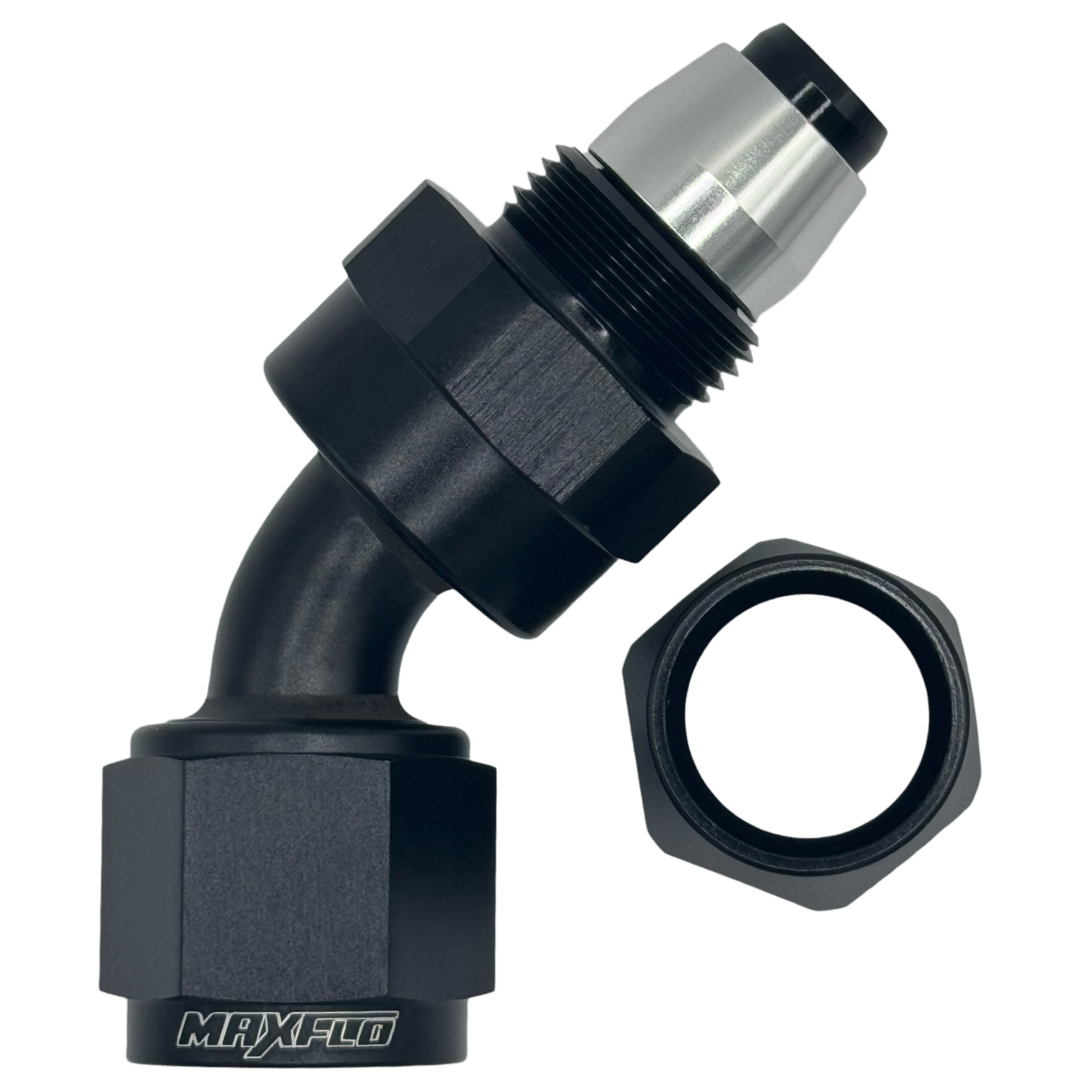 MaxFlo Motorsport AN6 45 degree Swivel Black PTFE