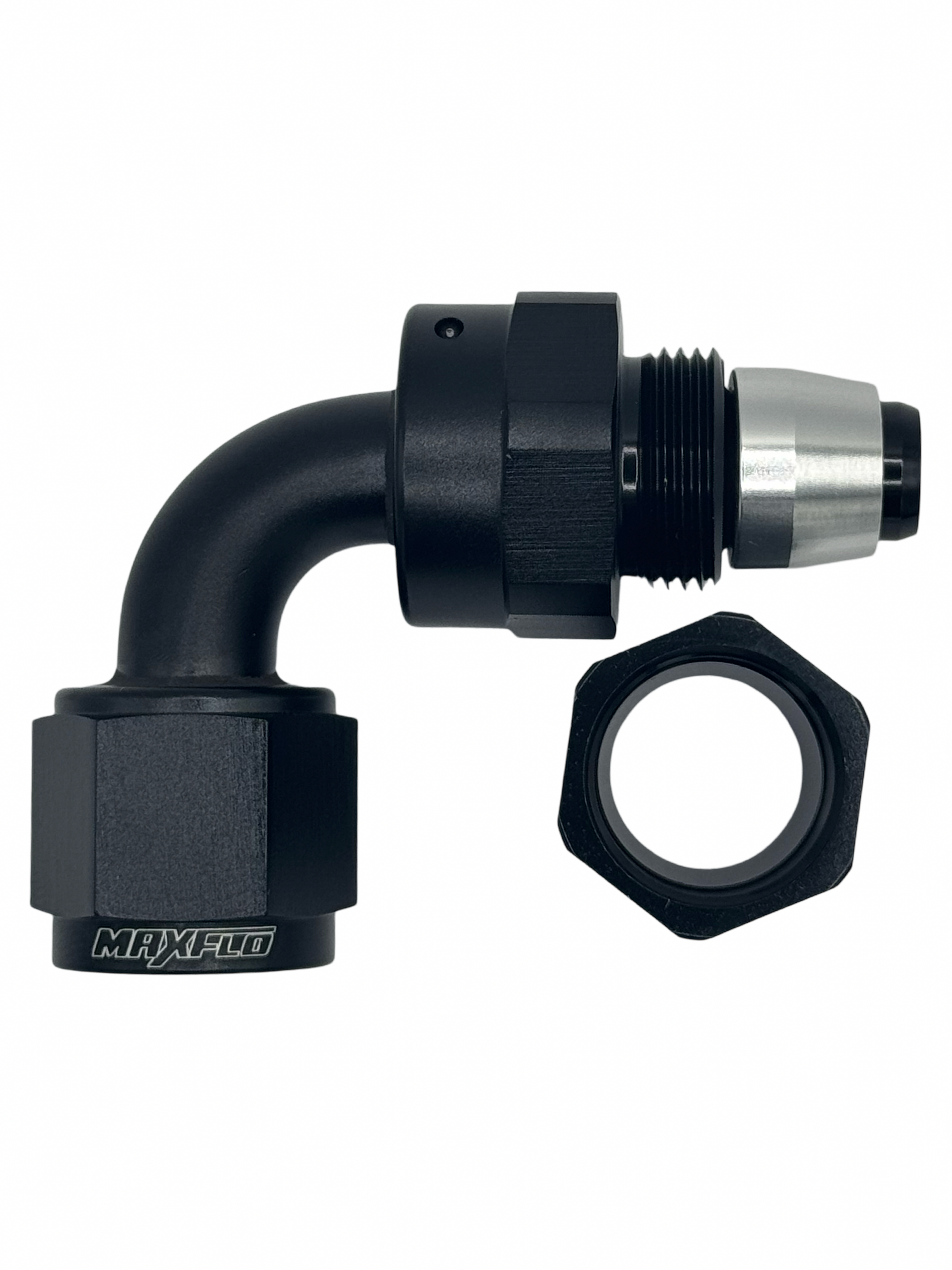 MaxFlo Motorsport AN04 90 Degree Swivel Black PTFE
