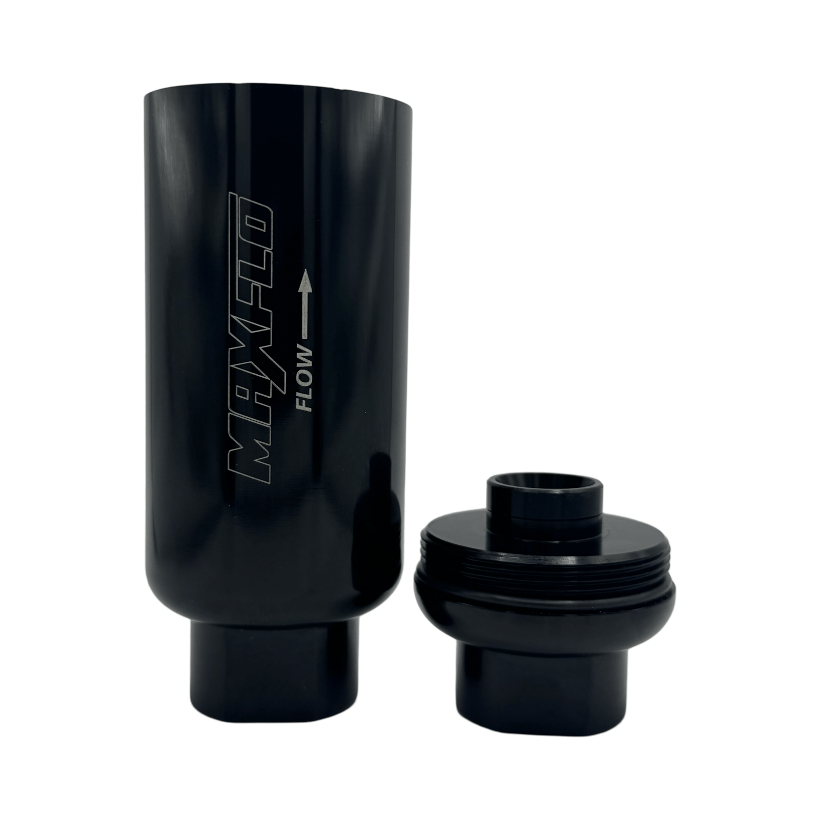 MaxFlo AN10 ORB Billet Fuel Filter 50MM BLack - Maxflo Motorsport - MXFKI00204