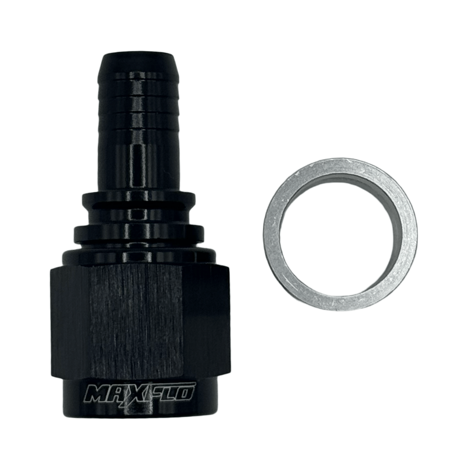 MaxFlo Motorsport AN06 Straight PTFE Crimp Hose End - Black