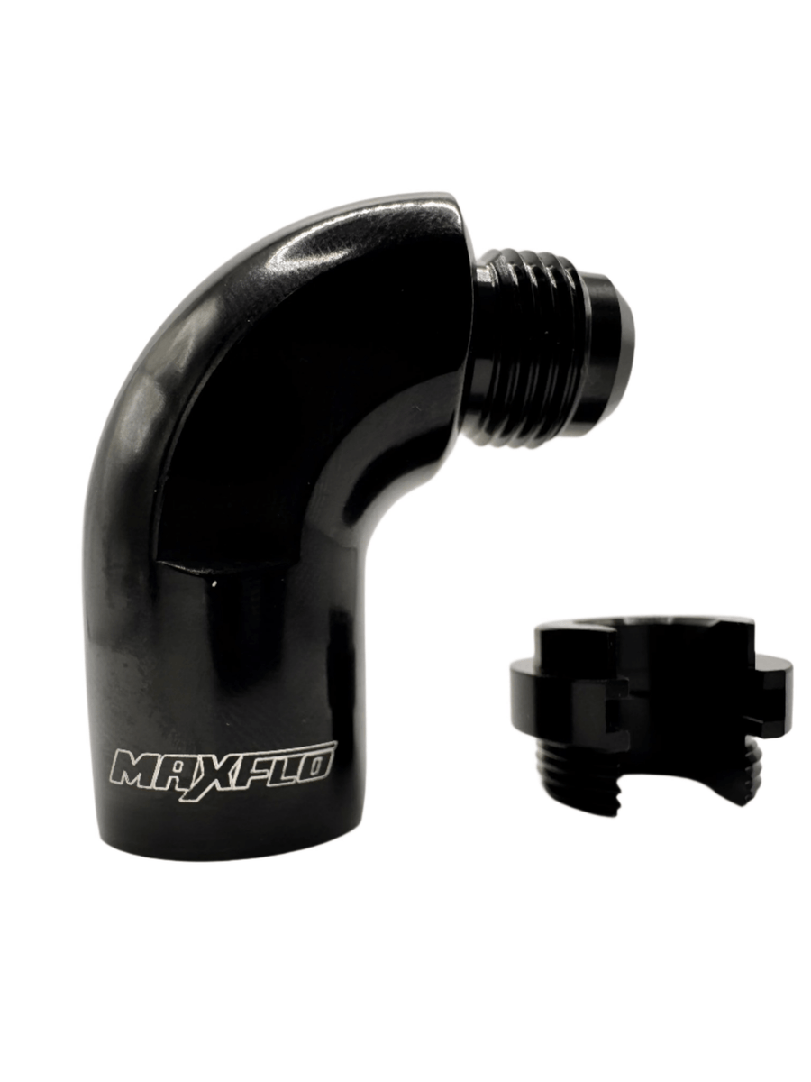 MaxFlo Motorsport AN06 TO 5/16 Hard line 90 Degree Black