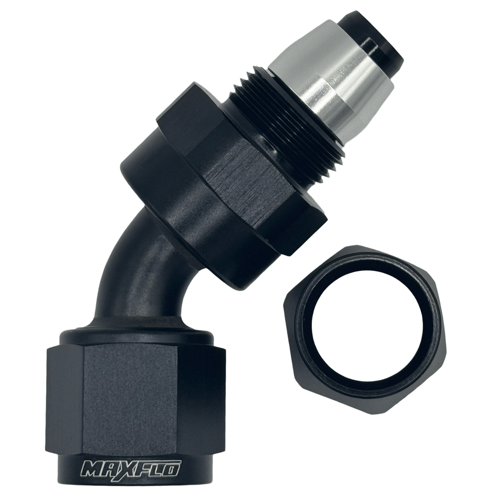 MaxFlo Motorsport AN12 45 Degree Swivel Black PTFE