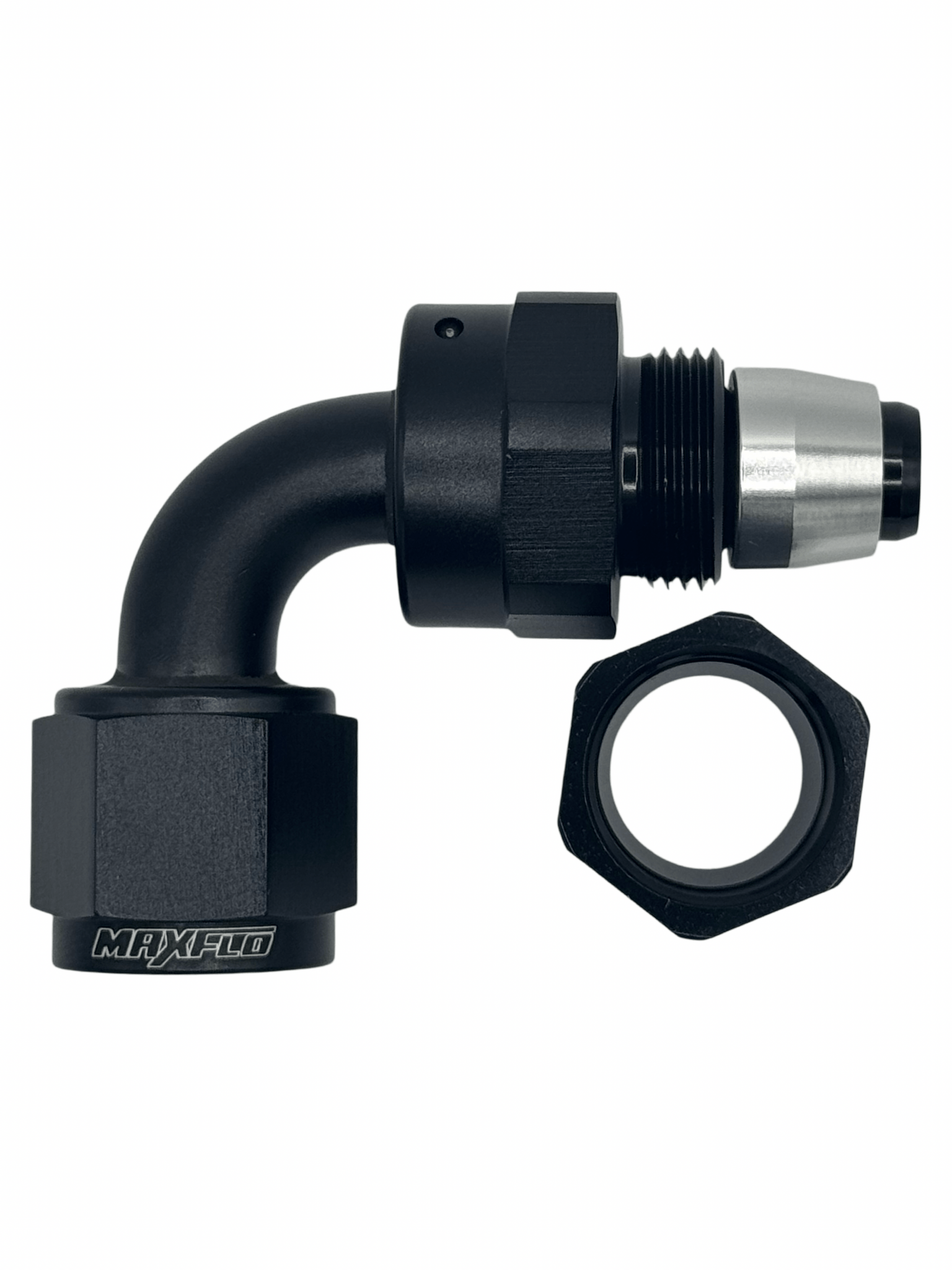 MaxFlo Motorsport AN12 90 Degree Swivel Black PTFE