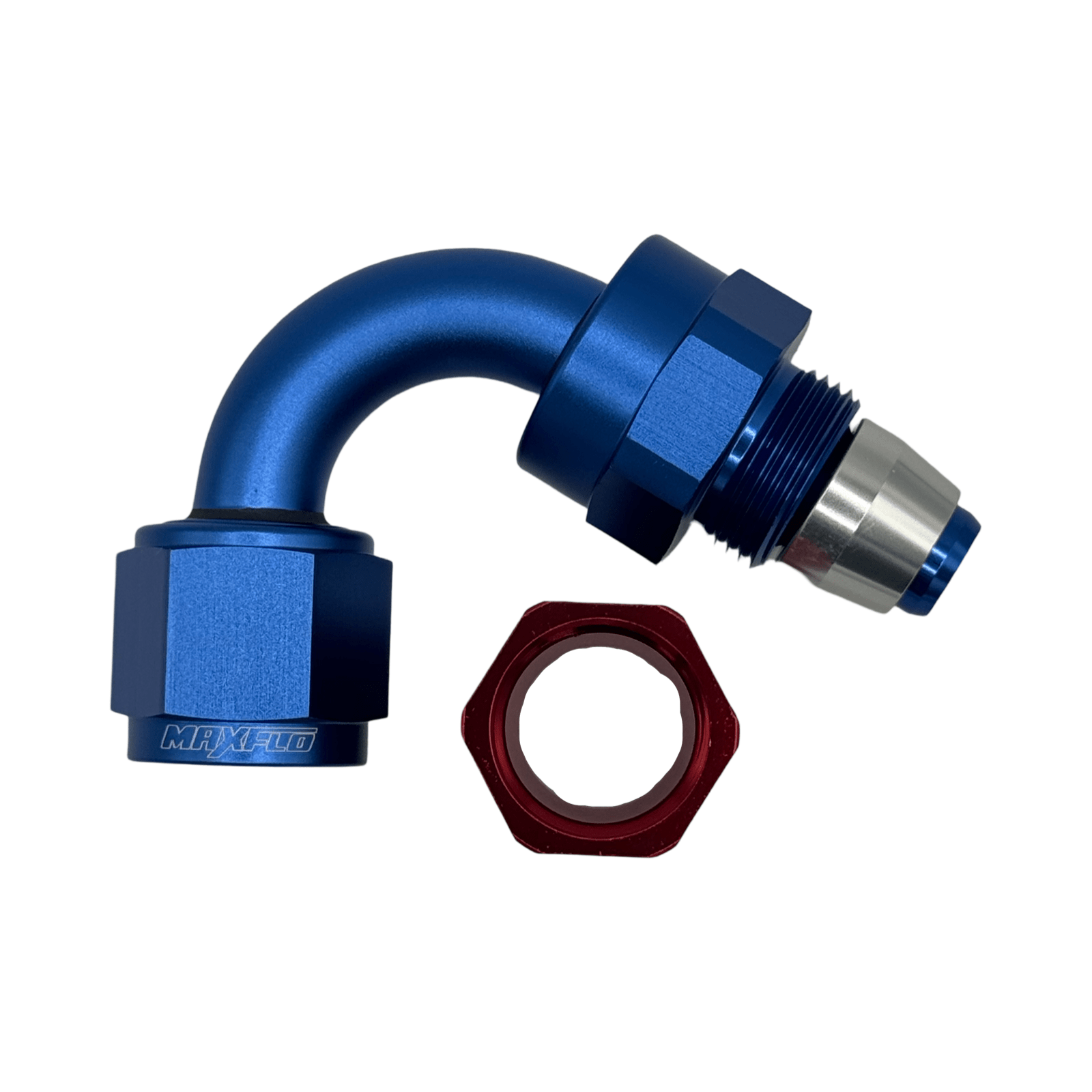 MaxFlo Motorsport AN6 120 degree Swivel Blue Red PTFE