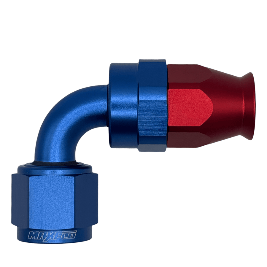 MaxFlo Motorsport AN6 90 degree Swivel Blue/Red PTFE