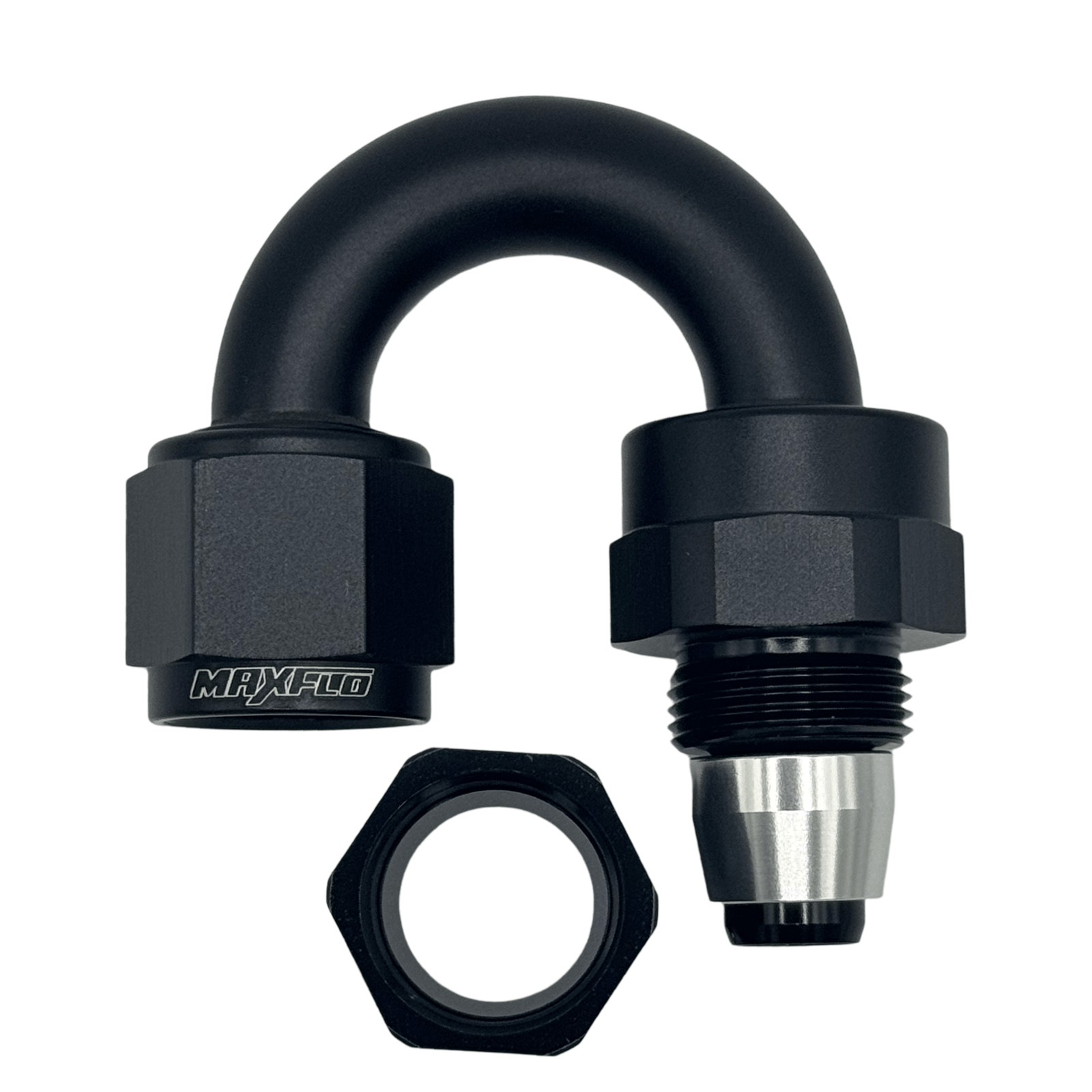 MaxFlo Motorsport AN8 180 Degree Swivel Black PTFE