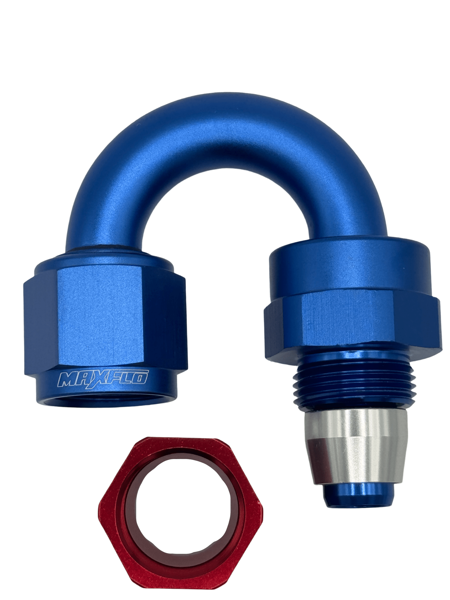 MaxFlo Motorsport AN8 180 Degree Swivel Blue/Red PTFE