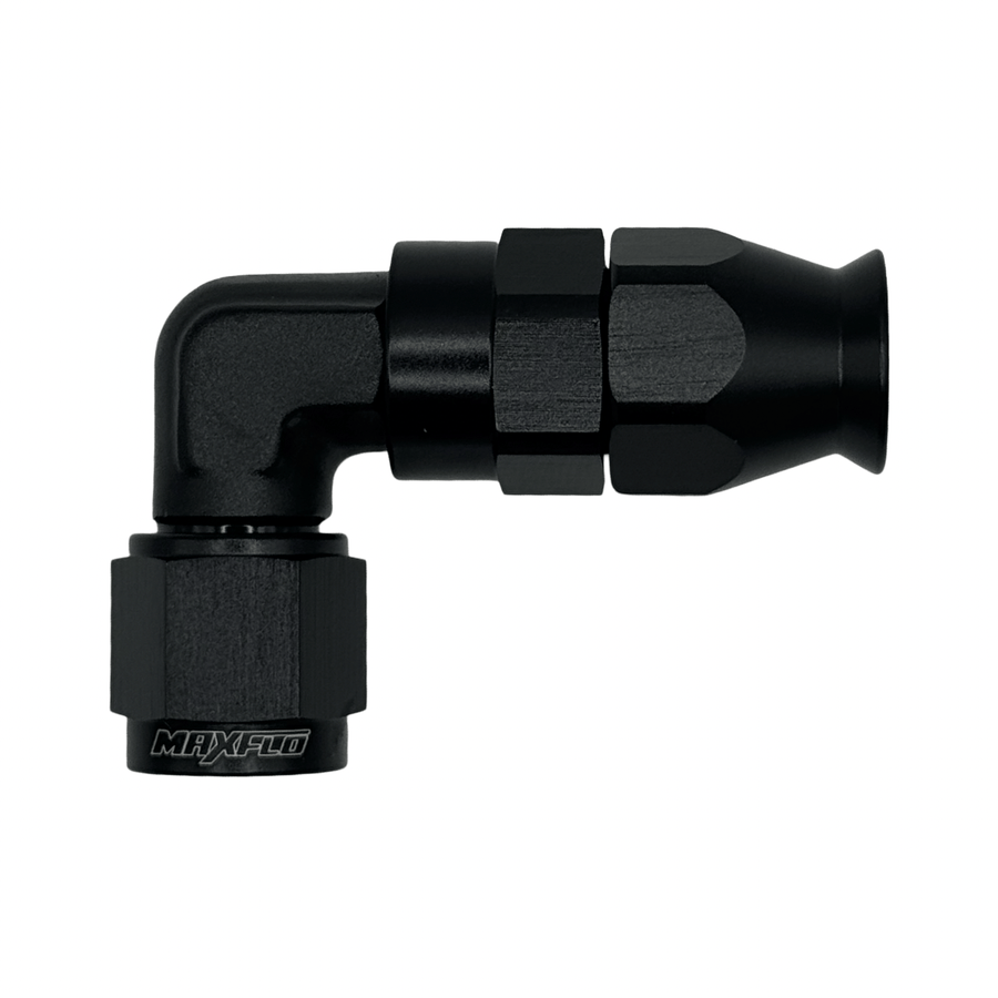 MaxFlo Motorsport Forged AN6 90 Degree Swivel Black PTFE