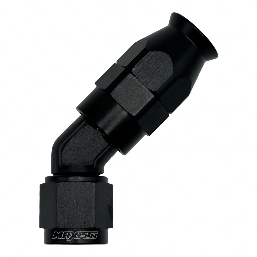 MaxFlo Motorsport Forged AN8 45 Degree Swivel Black PTFE